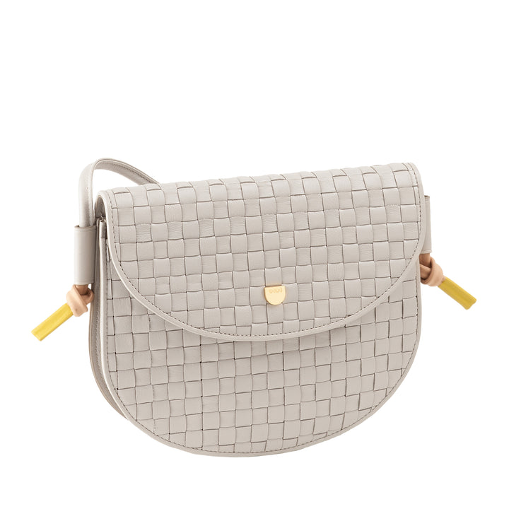 DUDU Small Woven Shoulder Bag in Genuine Leather with Flap - Elegant Handcrafted Women&