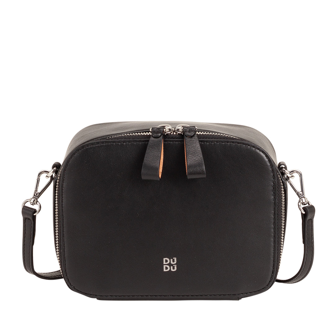 DUDU BRAKE BROW BAG SMALL IN LEATHER, BAG room with double shoulder strap, zipper closure, elegant compact design bag