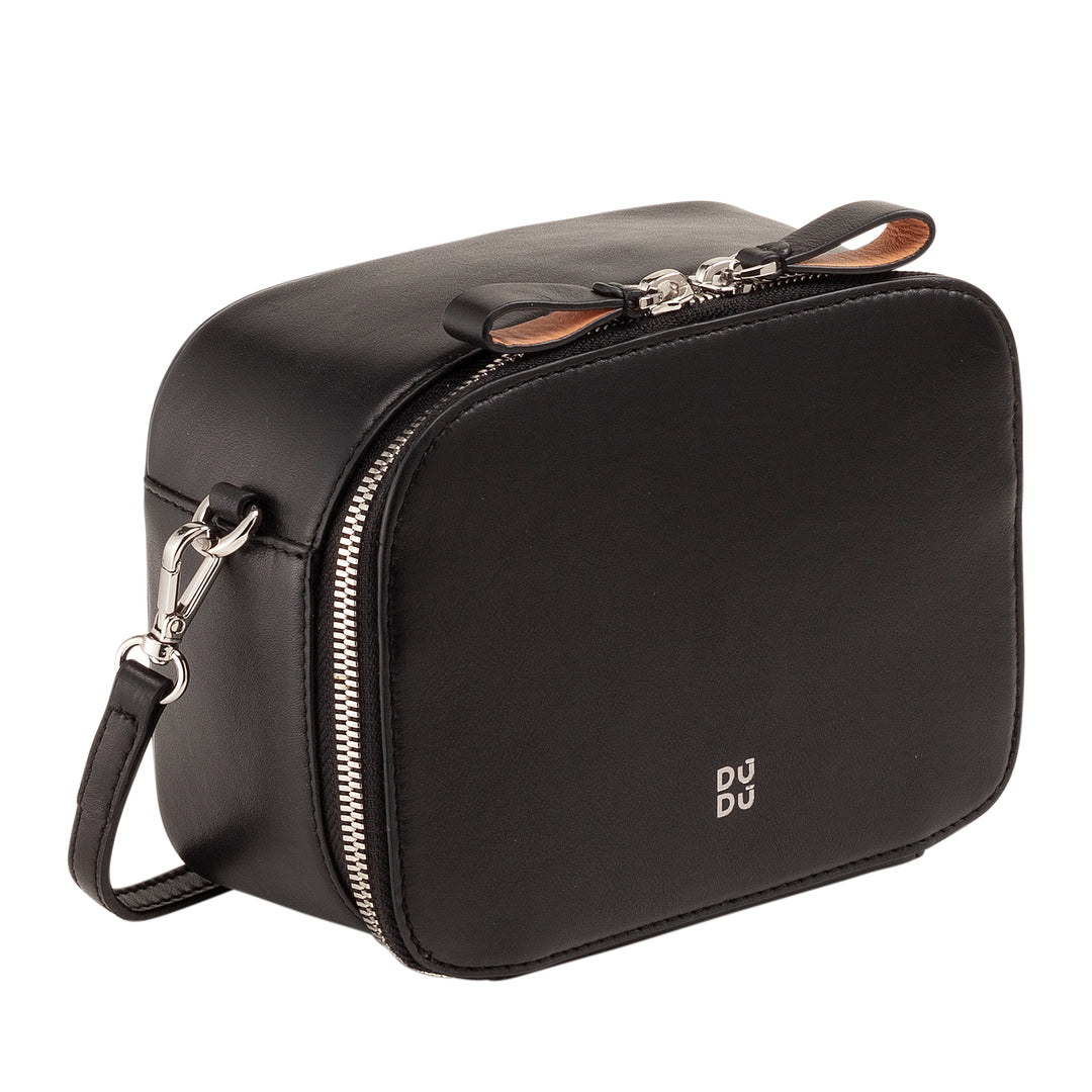 DUDU BRAKE BROW BAG SMALL IN LEATHER, BAG room with double shoulder strap, zipper closure, elegant compact design bag