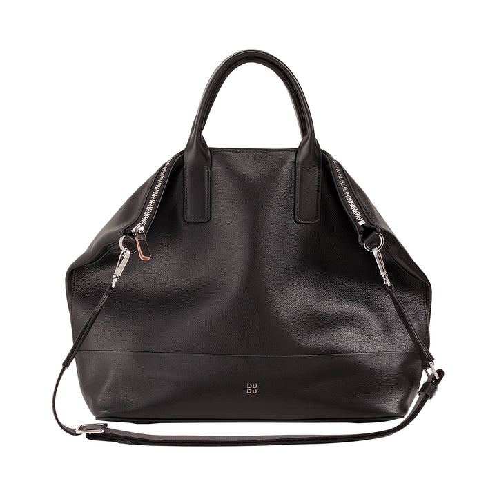 DUDU shoulder bag shoulder elegant woman in real leather, handbag with two handles and zip zipper