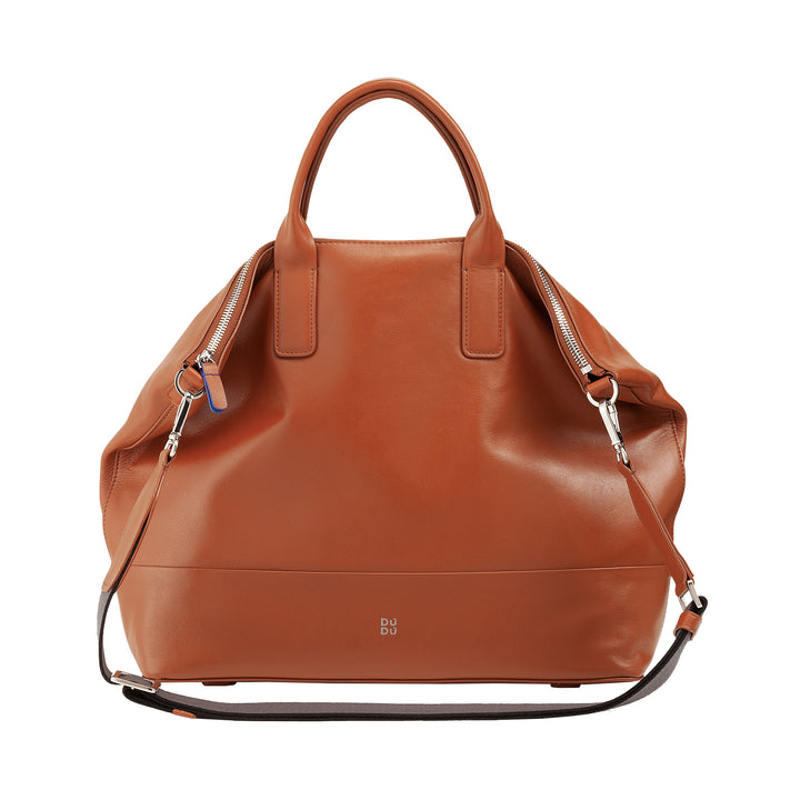 DUDU shoulder bag shoulder elegant woman in real leather, handbag with two handles and zip zipper