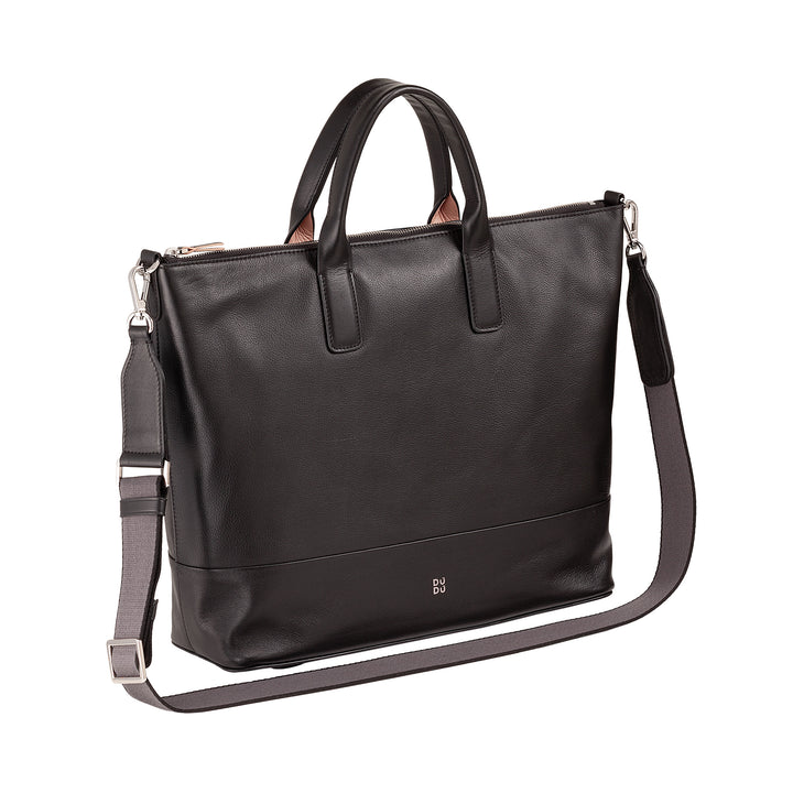 DUDU shoulder bag shoulder elegant woman in real leather, handbag with two handles and zip zipper