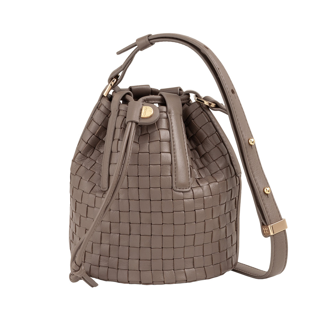 DUDU Woven Leather Bucket Bag - Small Women&