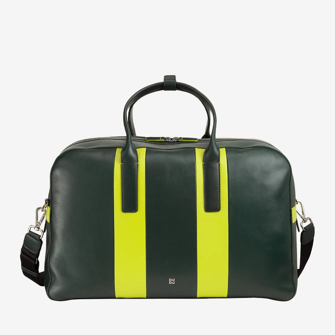 DUDU Leather Travel Shoulder Bag, Weekend Gym Bag for Men Women 32L Large, 49cm Weekender Travel Bag