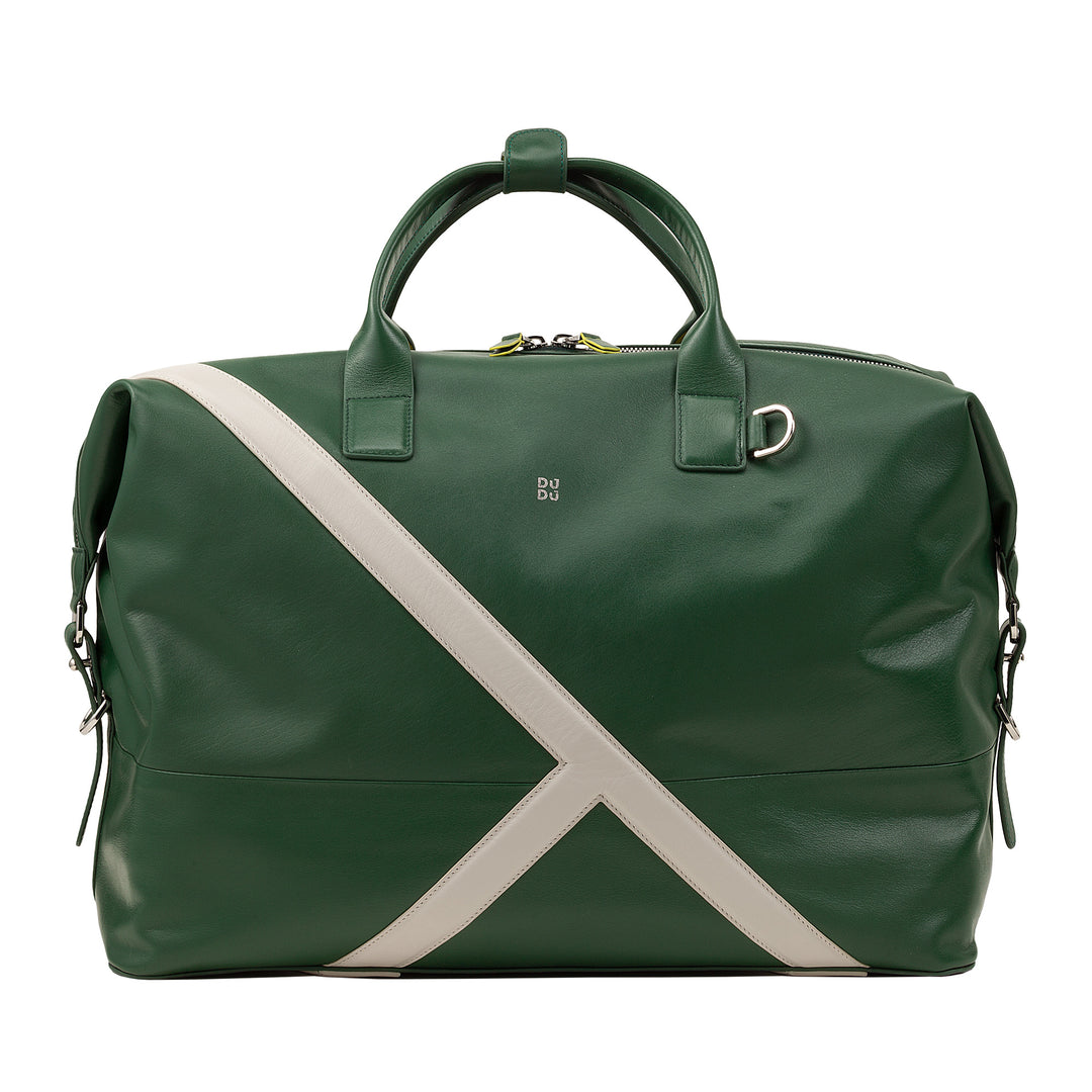 DUDU Leather Tennis Gym Duffel Bag, 28 Litres, Limited Edition, Detachable Shoulder Strap, Zip Closure, Weekender for Travel, Leather Sports Bag