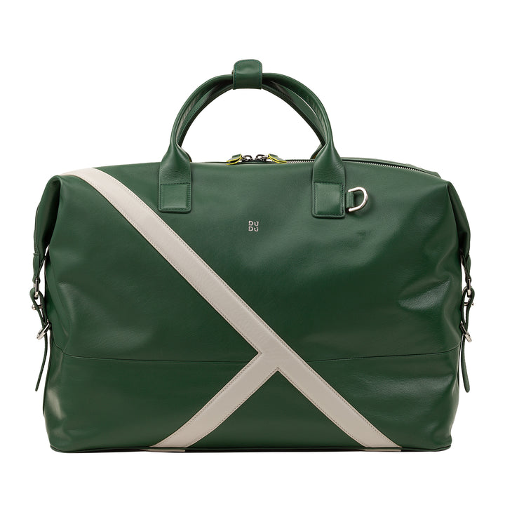 DUDU Leather Tennis Gym Duffel Bag, 28 Litres, Limited Edition, Detachable Shoulder Strap, Zip Closure, Weekender for Travel, Leather Sports Bag