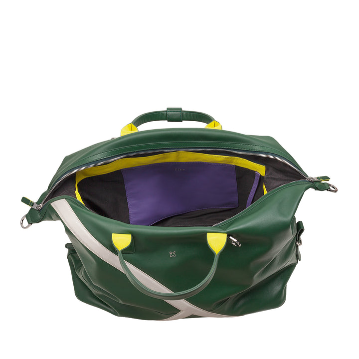 DUDU Leather Tennis Gym Duffel Bag, 28 Litres, Limited Edition, Detachable Shoulder Strap, Zip Closure, Weekender for Travel, Leather Sports Bag