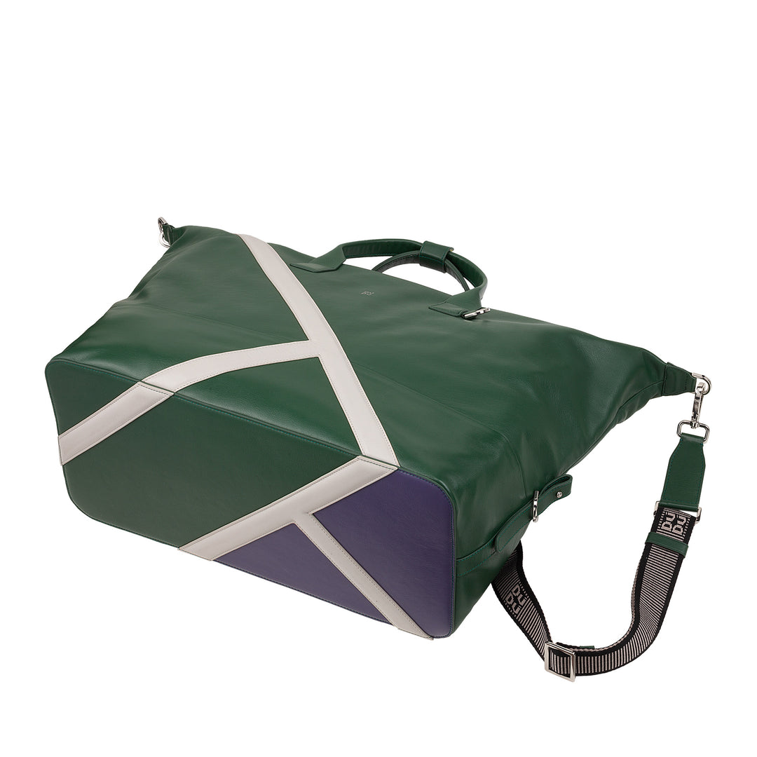 DUDU Leather Tennis Gym Duffel Bag, 28 Litres, Limited Edition, Detachable Shoulder Strap, Zip Closure, Weekender for Travel, Leather Sports Bag