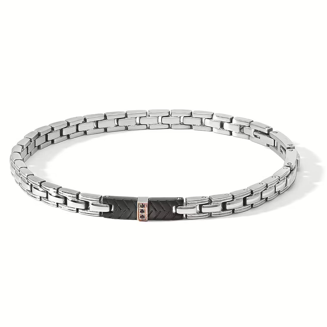 Aghaidheanna bracelet comete Críochnaíonn PVD cruach rosa agus dubh zirconi UBR 1184