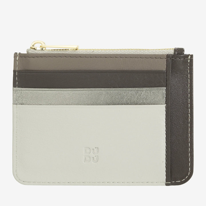 DUDU Credit card holder in genuine colored leather wallet with zip