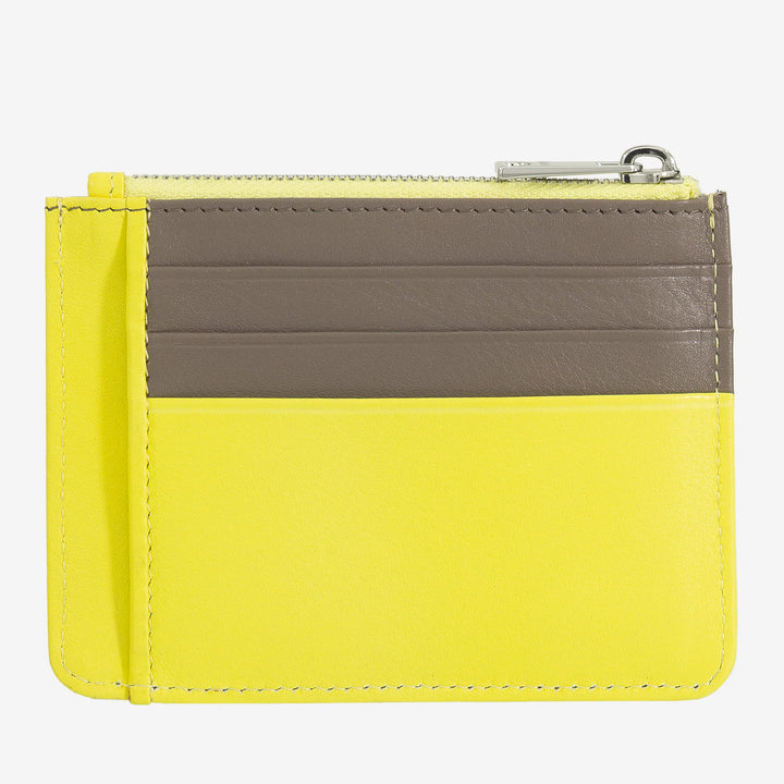 DUDU Credit card holder in genuine colored leather wallet with zip