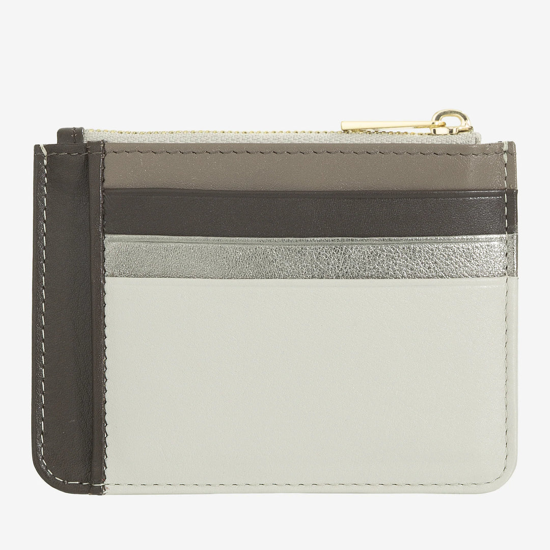 DUDU Credit card holder in genuine colored leather wallet with zip