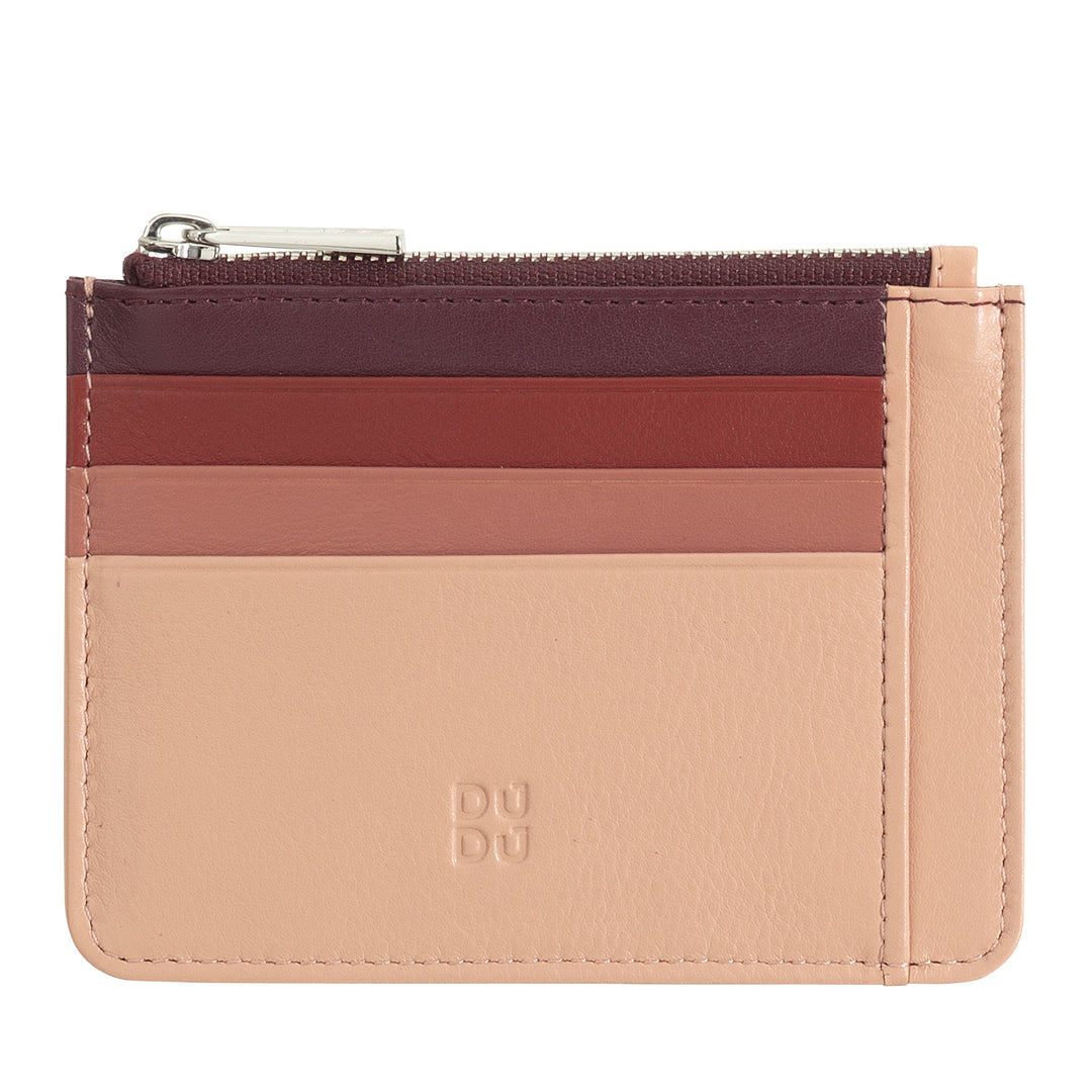 DUDU sachet Credit cards in real colorful leather wallet with zip