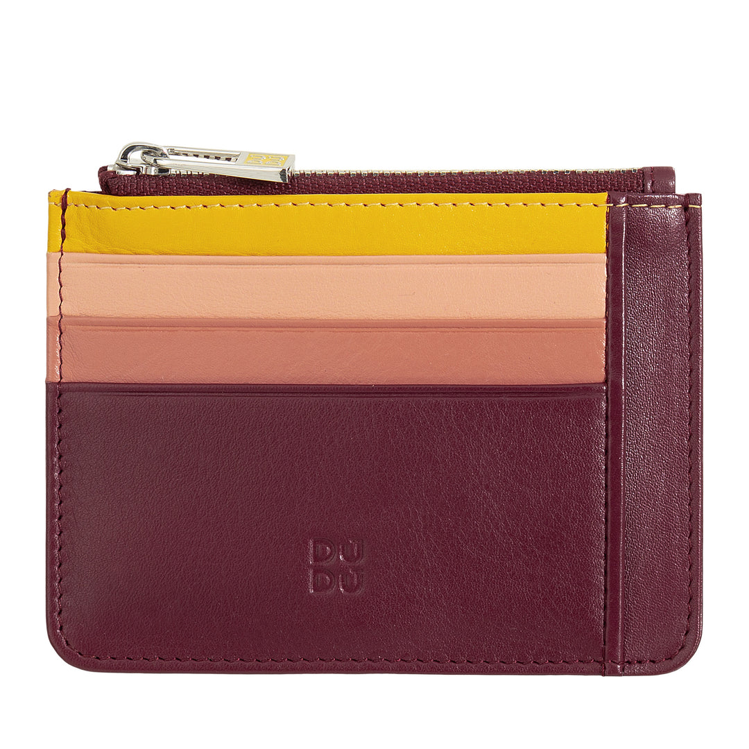 DUDU sachet Credit cards in real colorful leather wallet with zip