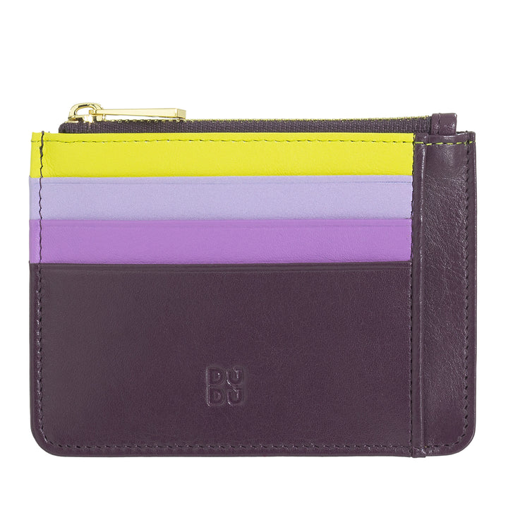 DUDU sachet Credit cards in real colorful leather wallet with zip