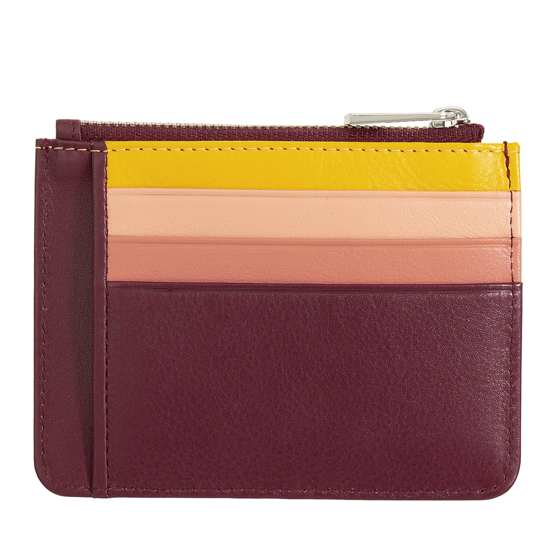 DUDU sachet Credit cards in real colorful leather wallet with zip