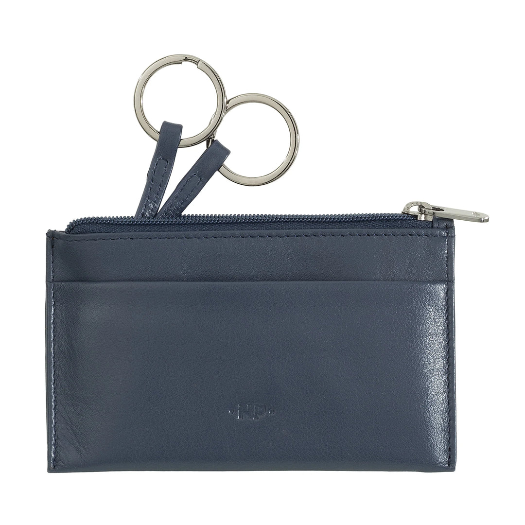 Nuvola Pelle Keychain and Coin Purse in Genuine Nappa Leather Pouch with Zip and 2 rings for keys
