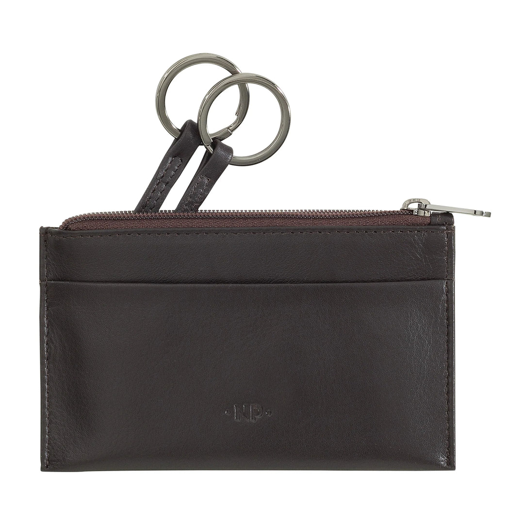 Nuvola Pelle Keychain and Coin Purse in Genuine Nappa Leather Pouch with Zip and 2 rings for keys