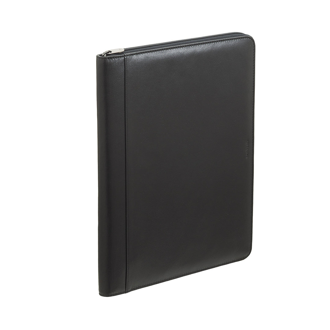 Nuvola Pelle A4 Leather Document Folder, Work Organizer Notepad Holder, Pen Holder, Tablet Holder with Round Zipper