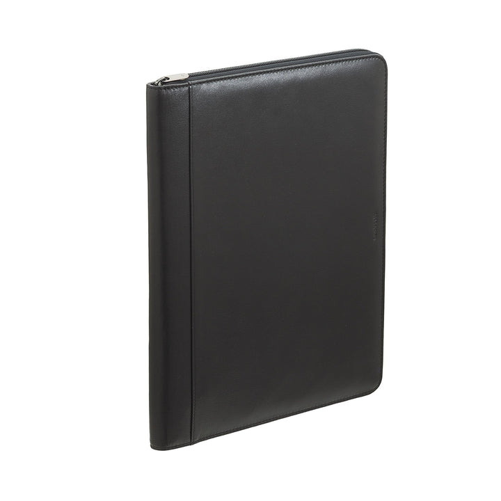 Nuvola Pelle A4 Leather Document Folder, Work Organizer Notepad Holder, Pen Holder, Tablet Holder with Round Zipper