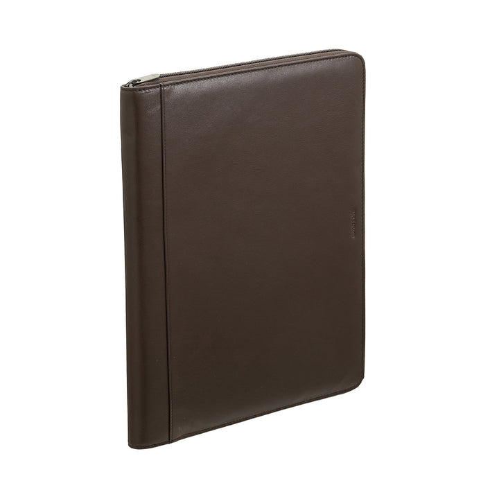 Nuvola Pelle A4 Leather Document Folder, Work Organizer Notepad Holder, Pen Holder, Tablet Holder with Round Zipper