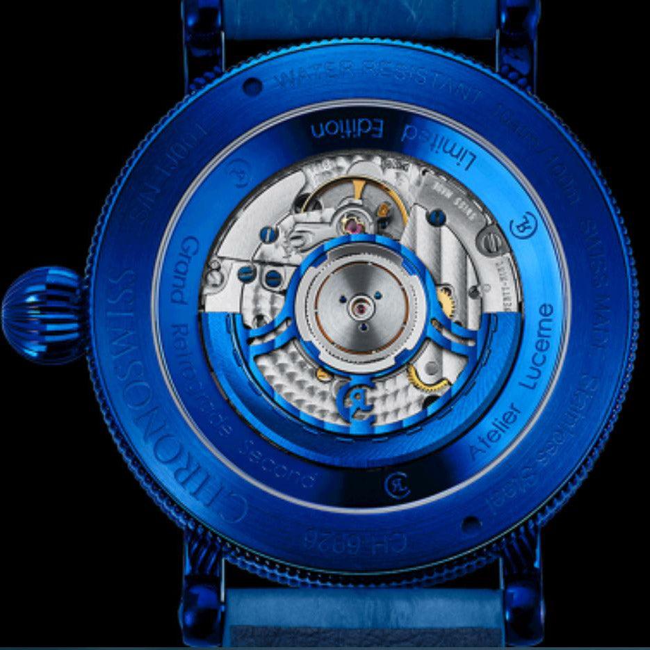 Chronoswiss orologio Open Gear Resec Electric Blue Limited Edition 50pezzi 44mm blu automatico acciaio finitura DLC blu CH-6926-BLSI - Capodagli 1937