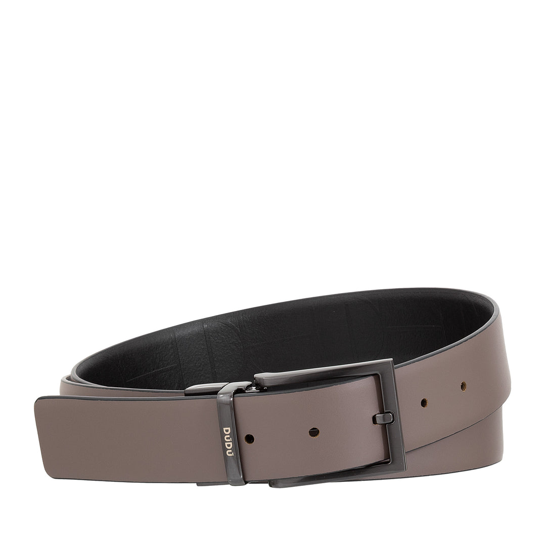 DUDU reversible belt man in leather, made in Italy, adjustable and with swivel buckle, skin with a printed side and a smooth side