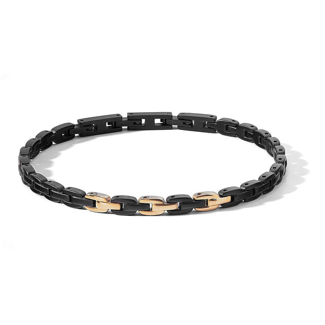 Comete bracciale Texture acciaio finiture PVD nero oro rosa UBR 1125 - Capodagli 1937