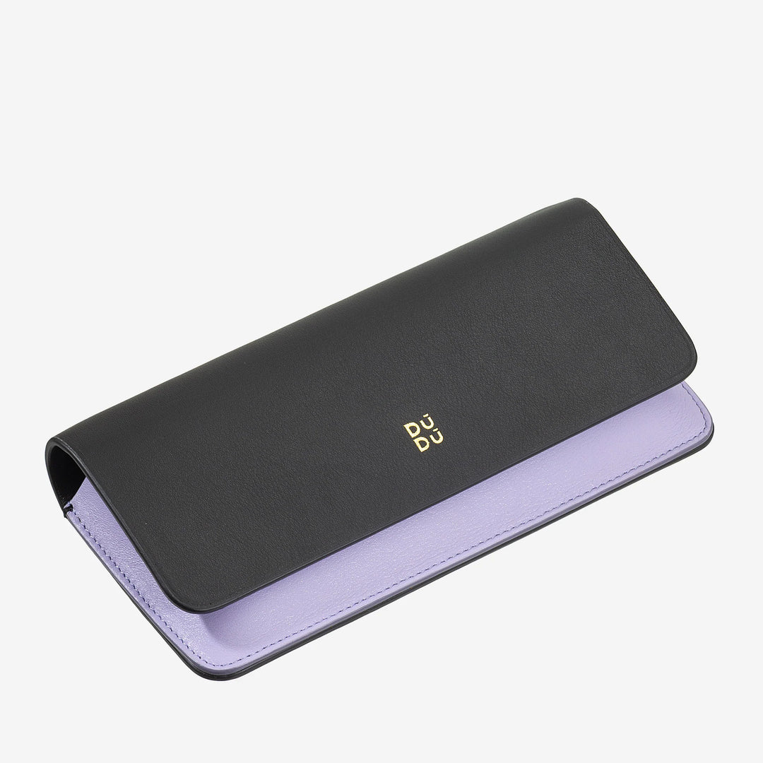 DUDU Eyeglasses and Sunglasses Case in Soft Genuine Leather with Magnetic Closure, Colorful Glasses Case