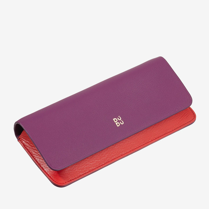 DUDU Eyeglasses and Sunglasses Case in Soft Genuine Leather with Magnetic Closure, Colorful Glasses Case