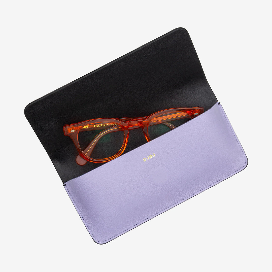 DUDU Eyeglasses and Sunglasses Case in Soft Genuine Leather with Magnetic Closure, Colorful Glasses Case