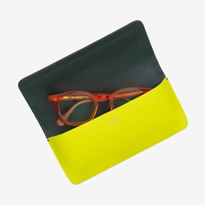 DUDU Eyeglasses and Sunglasses Case in Soft Genuine Leather with Magnetic Closure, Colorful Glasses Case
