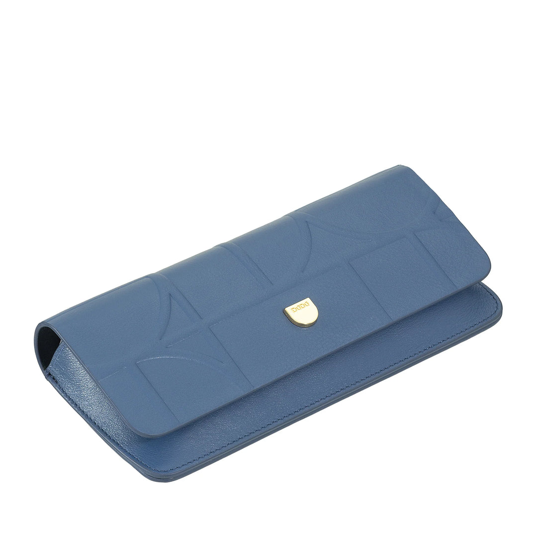 DUDU Printed Soft Genuine Leather Eyeglasses and Sunglasses Case with Magnetic Closure, Two-Tone Glasses Case