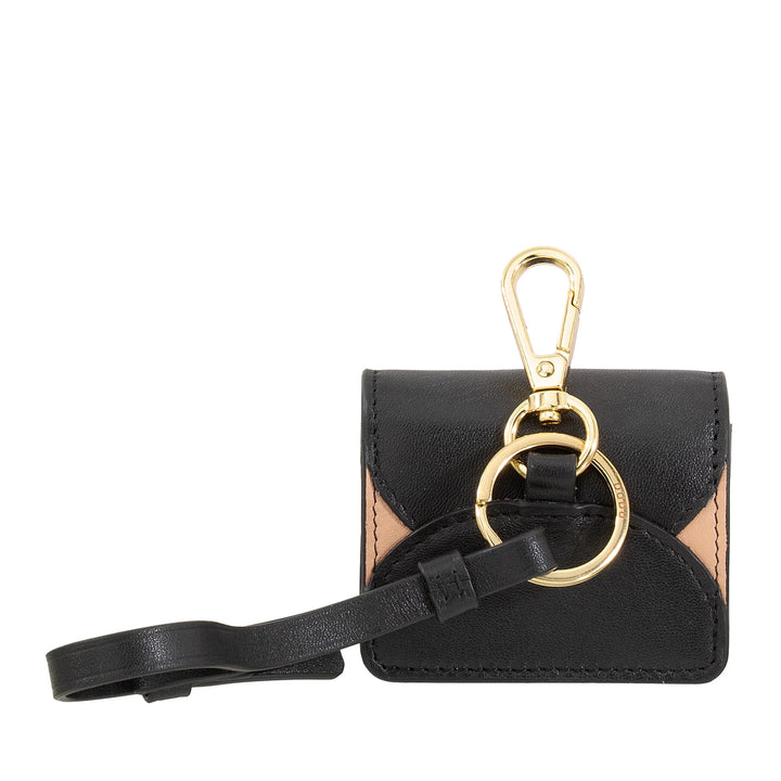 DUDU Air Pod Earphone Case in Genuine Leather with Key Ring - Mini Cover with Carabiner, Elegant and Compact