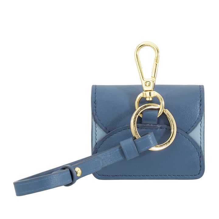 DUDU Air Pod Earphone Case in Genuine Leather with Key Ring - Mini Cover with Carabiner, Elegant and Compact