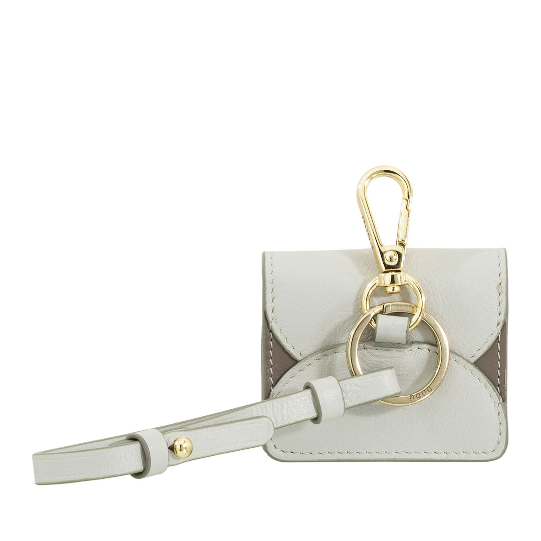 DUDU Air Pod Earphone Case in Genuine Leather with Key Ring - Mini Cover with Carabiner, Elegant and Compact