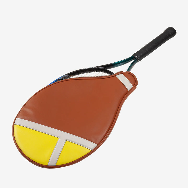 DUDU Genuine Leather Tennis Racket Case, Limited Edition Cover, Padded Sheath with Zipper, Side Pocket and Shoulder Strap