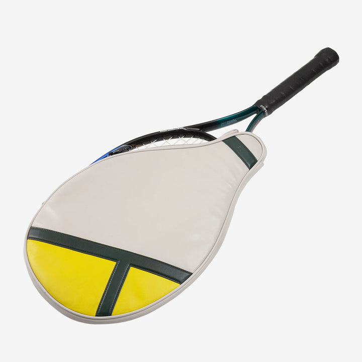 DUDU Genuine Leather Tennis Racket Case, Limited Edition Cover, Padded Sheath with Zipper, Side Pocket and Shoulder Strap
