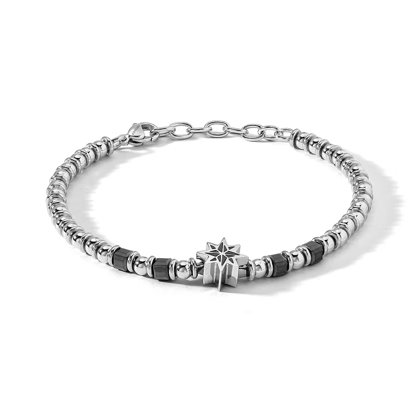 Comete bracelet Navy Collection Compass rose steel and gray hematite UBR1265