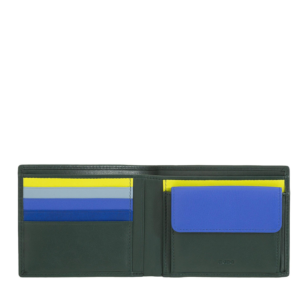DUDU Portafoglio uomo RFID in pelle Nappa colorato con portamonete e porta carte - Capodagli 1937