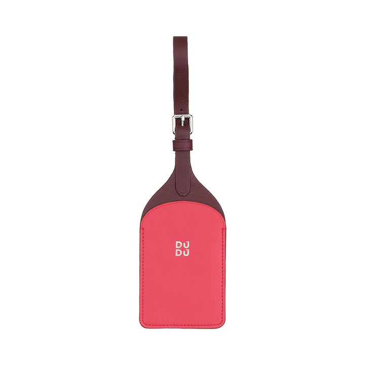 DUDU Genuine Leather Suitcase Name Tag, Travel Luggage Tag, Anti-Loss Address Tag