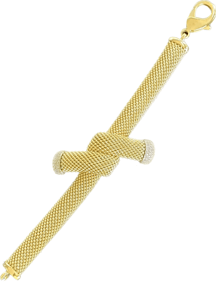 Federica Rossi bracciale in bronzo con intreccio centrale e zirconi nelle estremità laminato oro 18kt FR.BR.10 - Capodagli 1937