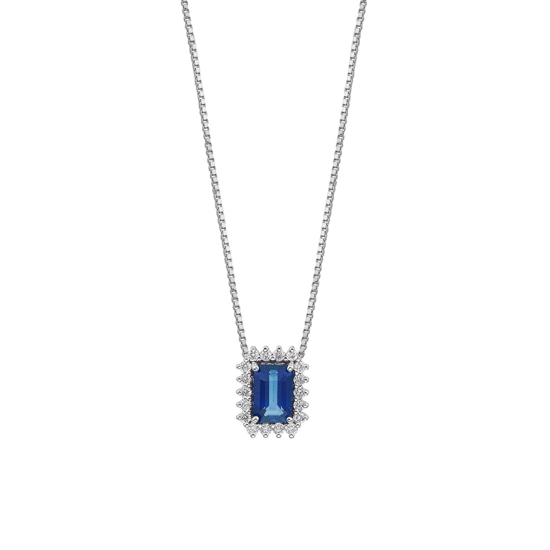 Comete Necklace in 750‰ gold, diamonds and octagonal blue sapphire GLB1662