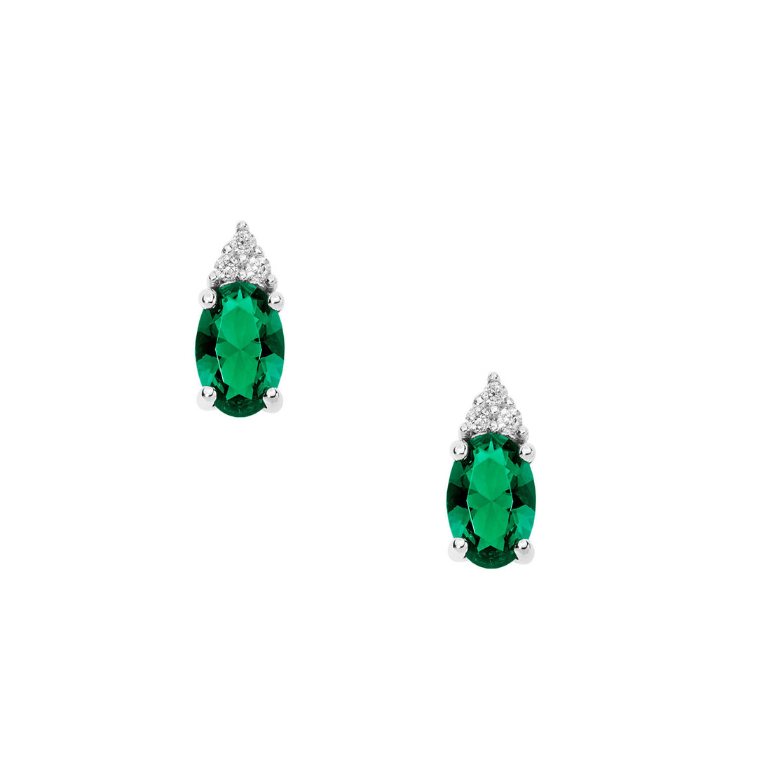 Comete Earrings in Gold, Diamonds and Oval Emerald ORB1071