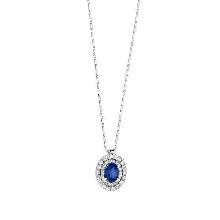 Comete Necklace in Gold, Diamonds and Oval Blue Sapphire GLB1474