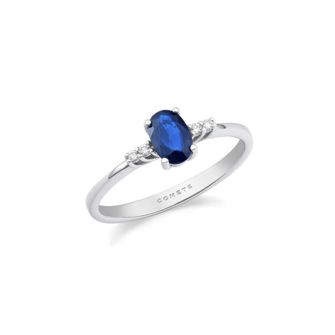 Comete Ring Gold and White Diamonds, Oval Blue Sapphire ANB2686