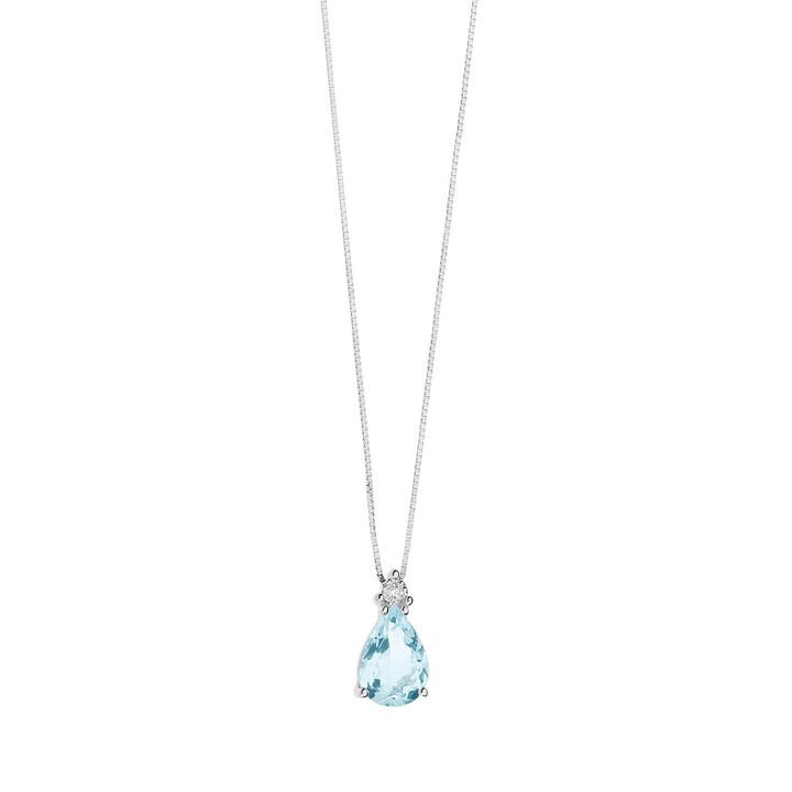Comete Gold Necklace with Diamonds and Aquamarine Drop GLQ279