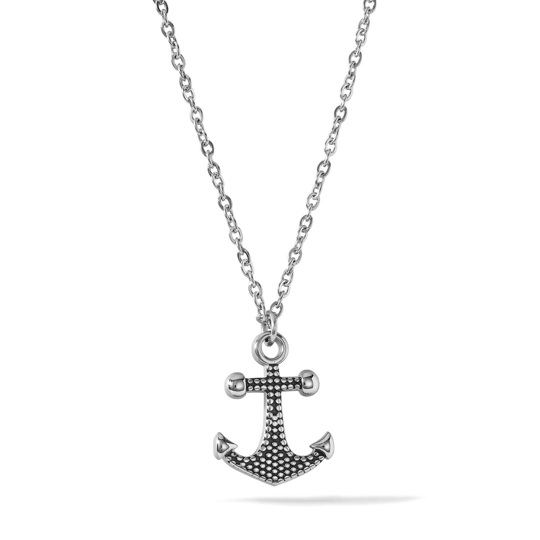 Comete Anchor Necklace in Steel and black PVD UGL764