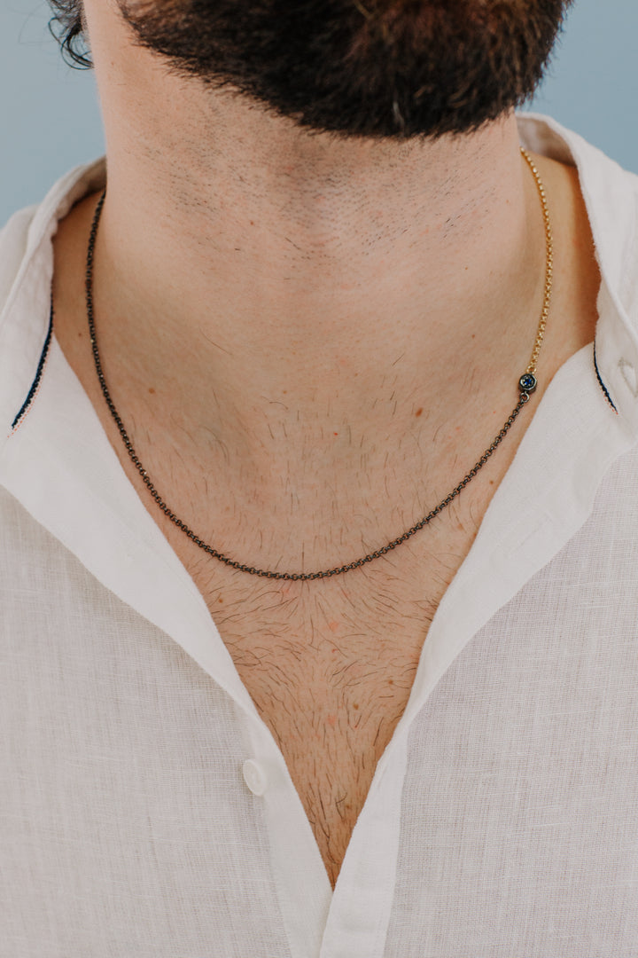 Comete Necklace in double, yellow and burnished silver UGL714