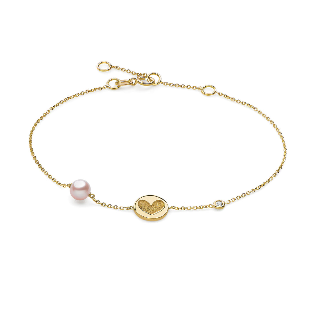 Comete Heart Bracelet in yellow gold with Diamonds and Pearl BRP161